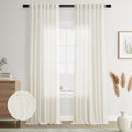 Joywell Natural Back Tab Linen Curtains 105 Inches Long 2 Panels For Living Room Bedroom Neutral Boho Farmhouse Rustic Light Filtering Semi Sheer Curtains Window Treatment 52X105