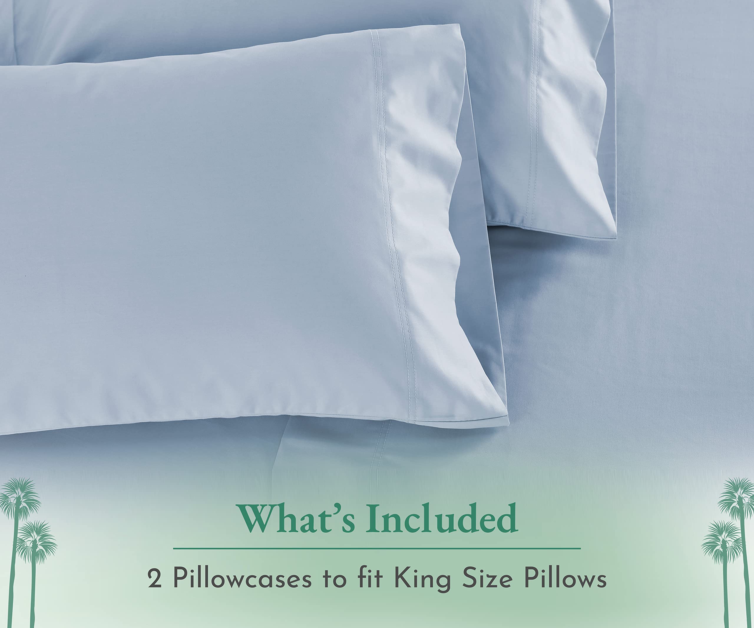 California Design Den Luxuriously Soft Hotel Quality 600 Thread Count, 100% Cotton Set Of 2 Cases, Crisp & Cool King Size Pillowcases Set Of 2, Fits King Pillows (Blue)