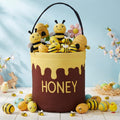 Cosblank Honey Basket with Handle, Canvas Honey Bee Gifts Bucket Tote Goody Basket for Home Party Decoration Supplies
