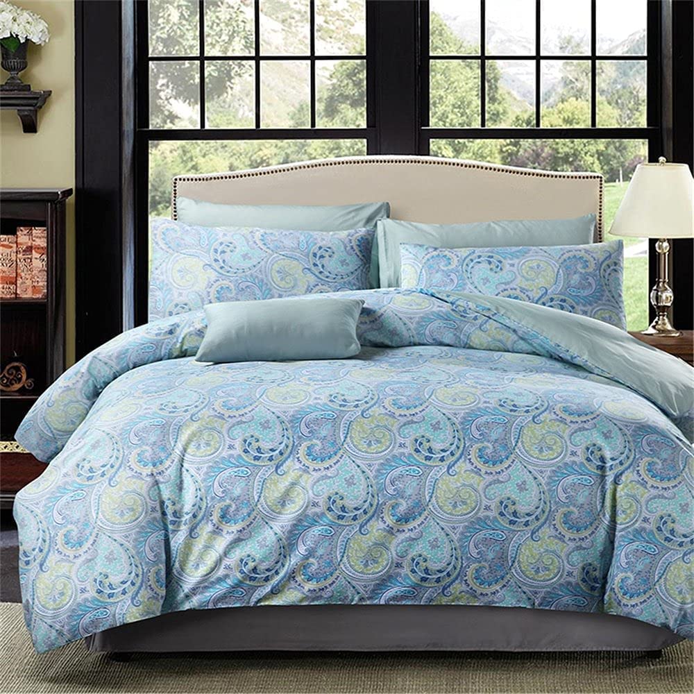 Brandream Queen Size Duvet Cover Set Luxury Paisley Hotel Collections 3 Piece Reversible Queen 800-Thread-Count Bedding Set - Fl