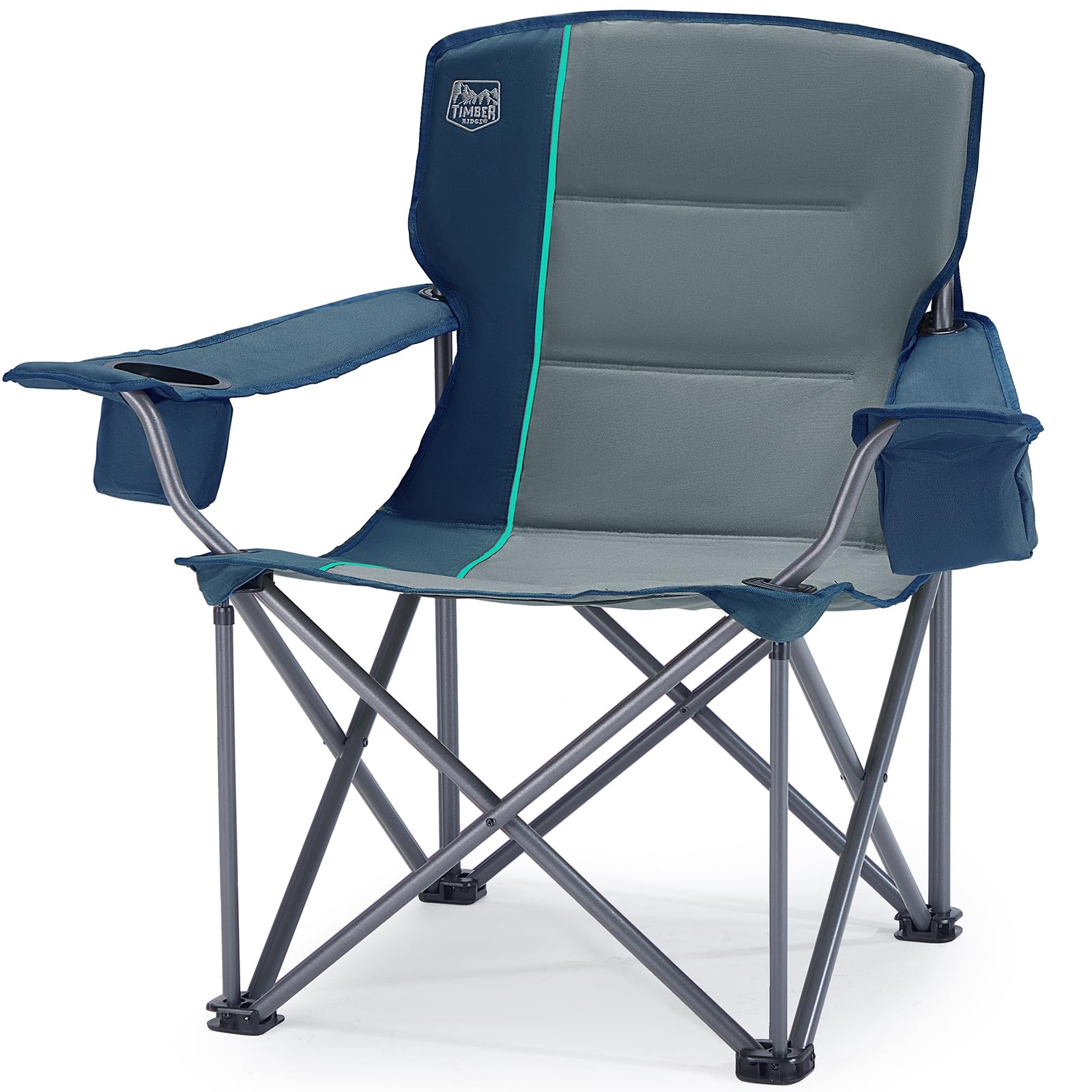 Timber Ridge 550 LBS Oversized Folding Camping Chair for Adults, Heavy Duty Outdoor Chair with Cup Holder Side Pocket for Camp, 