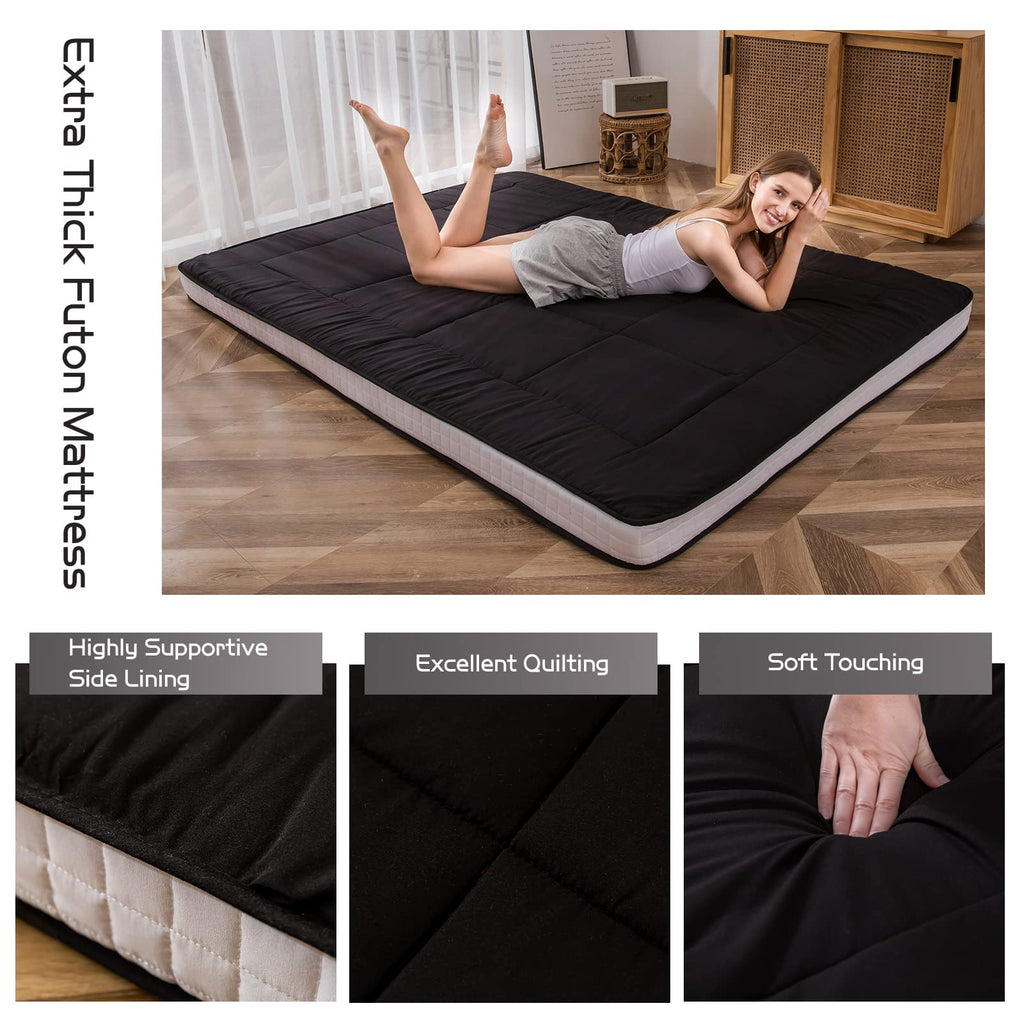Maxyoyo Futon Mattress, Padded Japanese Floor Mattress Quilted Bed Mattress Topper, Extra Thick Folding Sleeping Pad Breathable