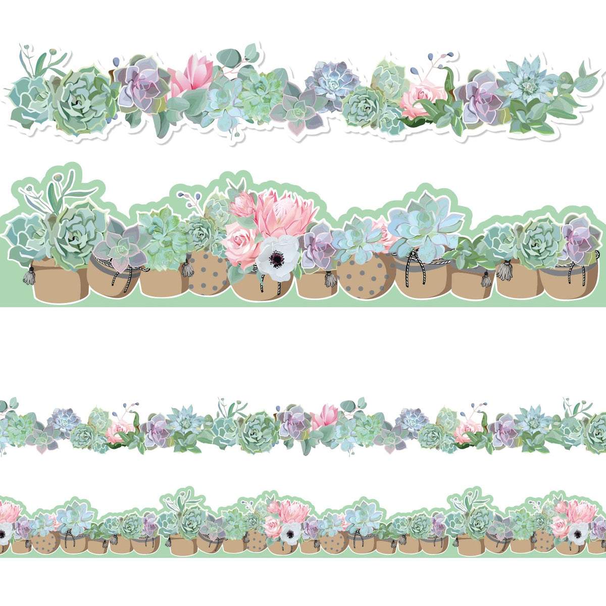 67Ft Succulents Bulletin Board Borders Stickers Succulents Cutouts Potted Bulletin Board Decorations Succulent Border Stickers H