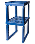 Locker Organizer Shelf, Adjustable Width And Height, Ideal Locker For School, Office, And Gym Lockers (Blue 2 Pack)