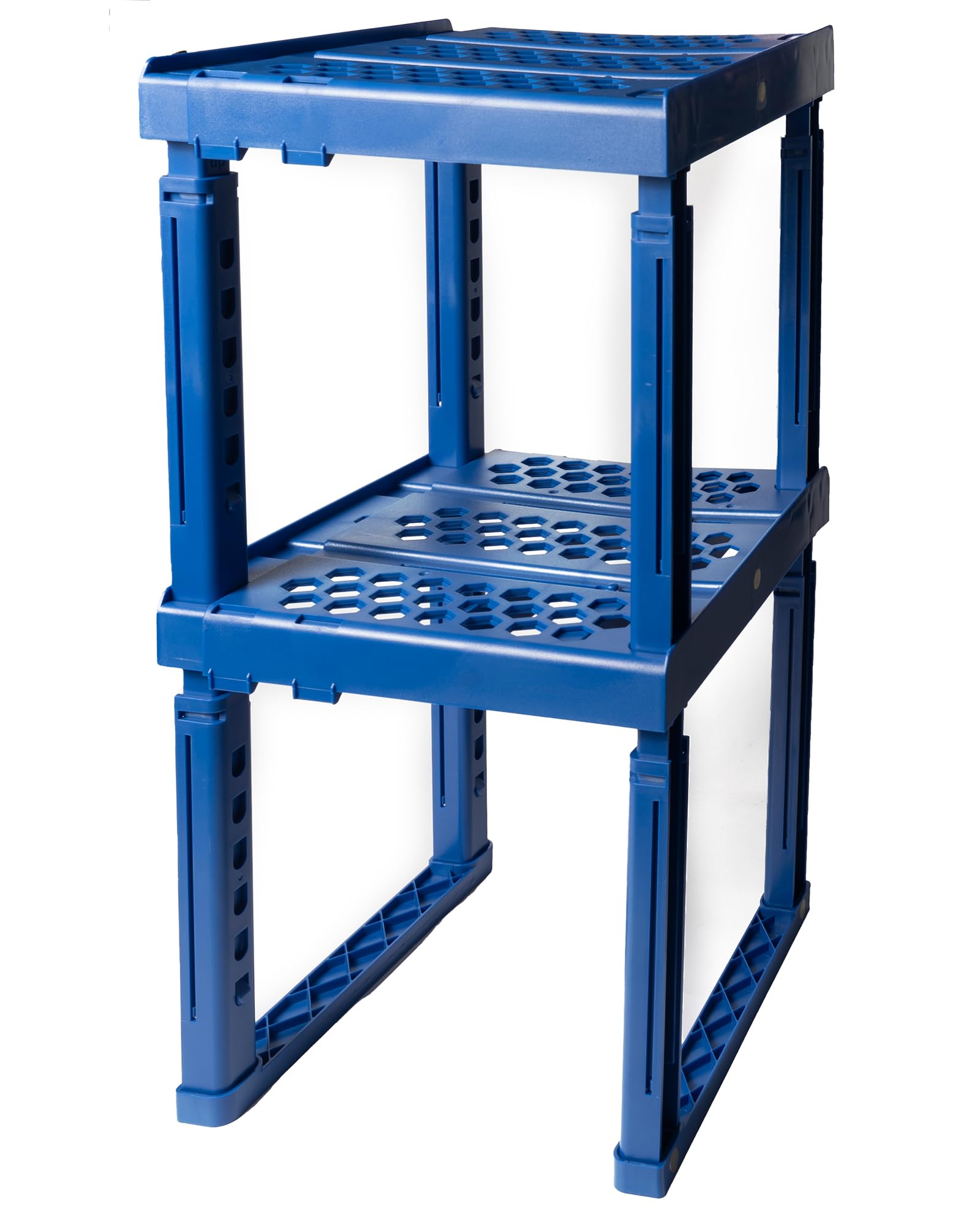 Locker Organizer Shelf, Adjustable Width And Height, Ideal Locker For School, Office, And Gym Lockers (Blue 2 Pack)