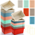 Thyle 36 Pieces Plastic Cubby Bins with Labels 11.6 x 7.7 x 5 Inch Classroom Book Bins Stacking Storage Container Organizer Stor