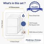 6 Piece Extra Deep Pocket Cal King Size Sheet Set 600 Thread Count Egyptian Cotton Sheets Cal King Size Hotel Luxury Collection