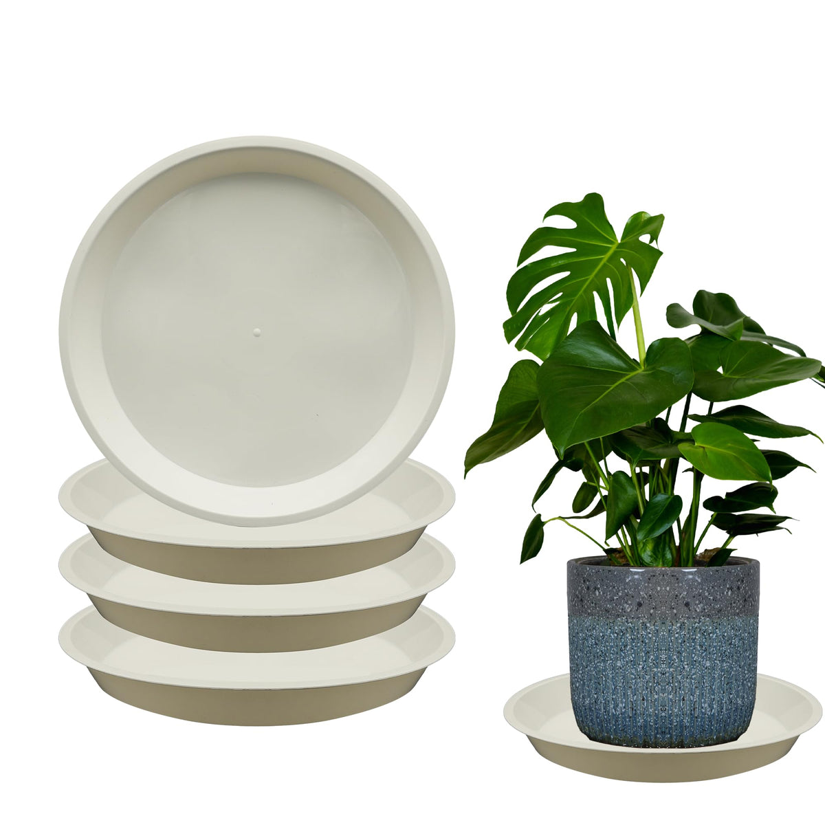 4 Pack 16 Inch Round Plant Saucers For Less 14Inch Pot Indoors Outdoors Plant Trays For Pots Planter Saucer Plastic Plant Drip T
