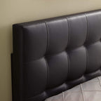 Modway Lily Tufted Faux Leather Upholstered Twin Headboard in Brown