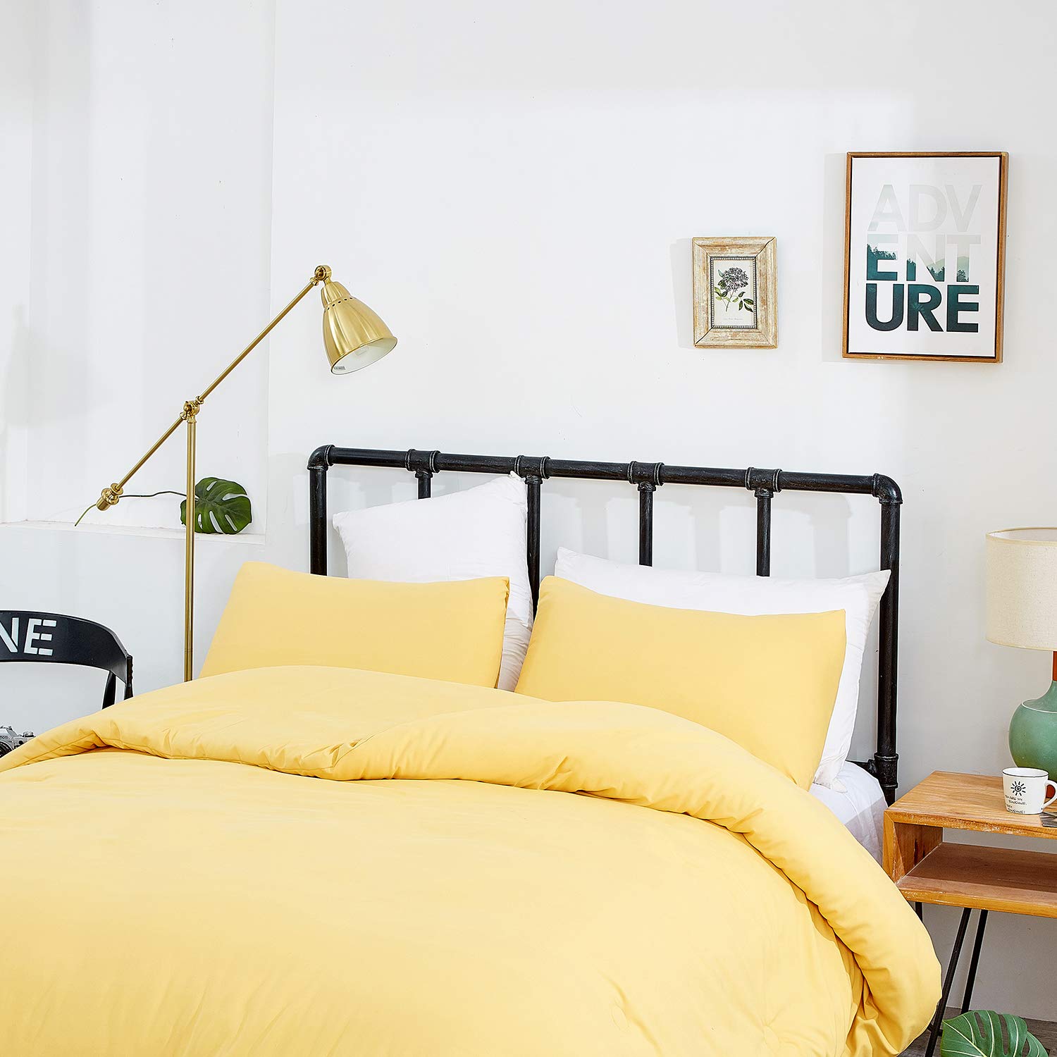 Clothknow Yellow Twin Comforter Set Light Yellow Bedding Comforter Sets Yellow Bed Comforter Yellow Bedding Sets Soft Cozy Bedding 3Pcs Yellow Bed Bedding Comforter Sets