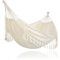 Suncreat Portable Camping Hammock For Outside, Heavy Duty 2 Person Hammock Bed For Tree, Beige With Tassels