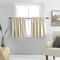 Donren 36 Inches Long Curtain Tiers-Room Darkening Rod Pocket Small Curtains For Small Window (52 W X 36 L,2 Panels,Cream Beige)