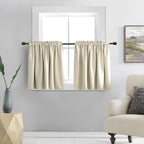Donren 24 Inch Length Curtain Tiers-Room Darkening Rod Pocket Small Curtains For Small Window (52 W X 24 L,2 Panels,Cream Beige)