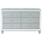 Coaster Home Furnishings Gunnison Modern Classic 62-inch 6-Drawer Bedroom Dresser Clothing Storage Cabinet Wide Chest of Drawers Organizer Unit Silver Metallic 223213