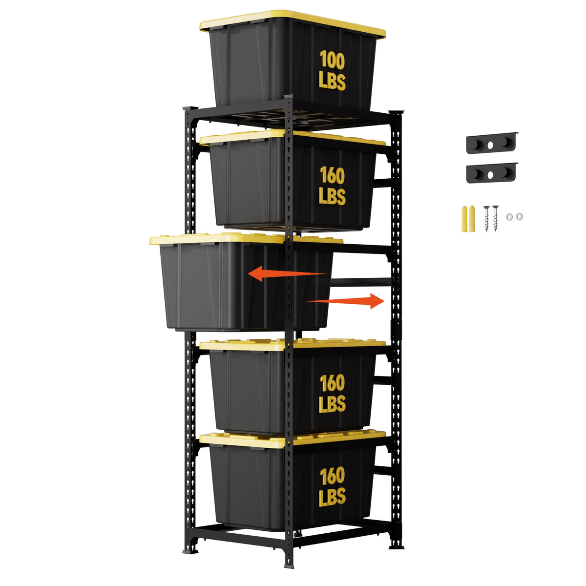DYNALOAD 740lb 27 Gallon Tote Storage Rack, Heavy Duty 5Tier Bin Organizer