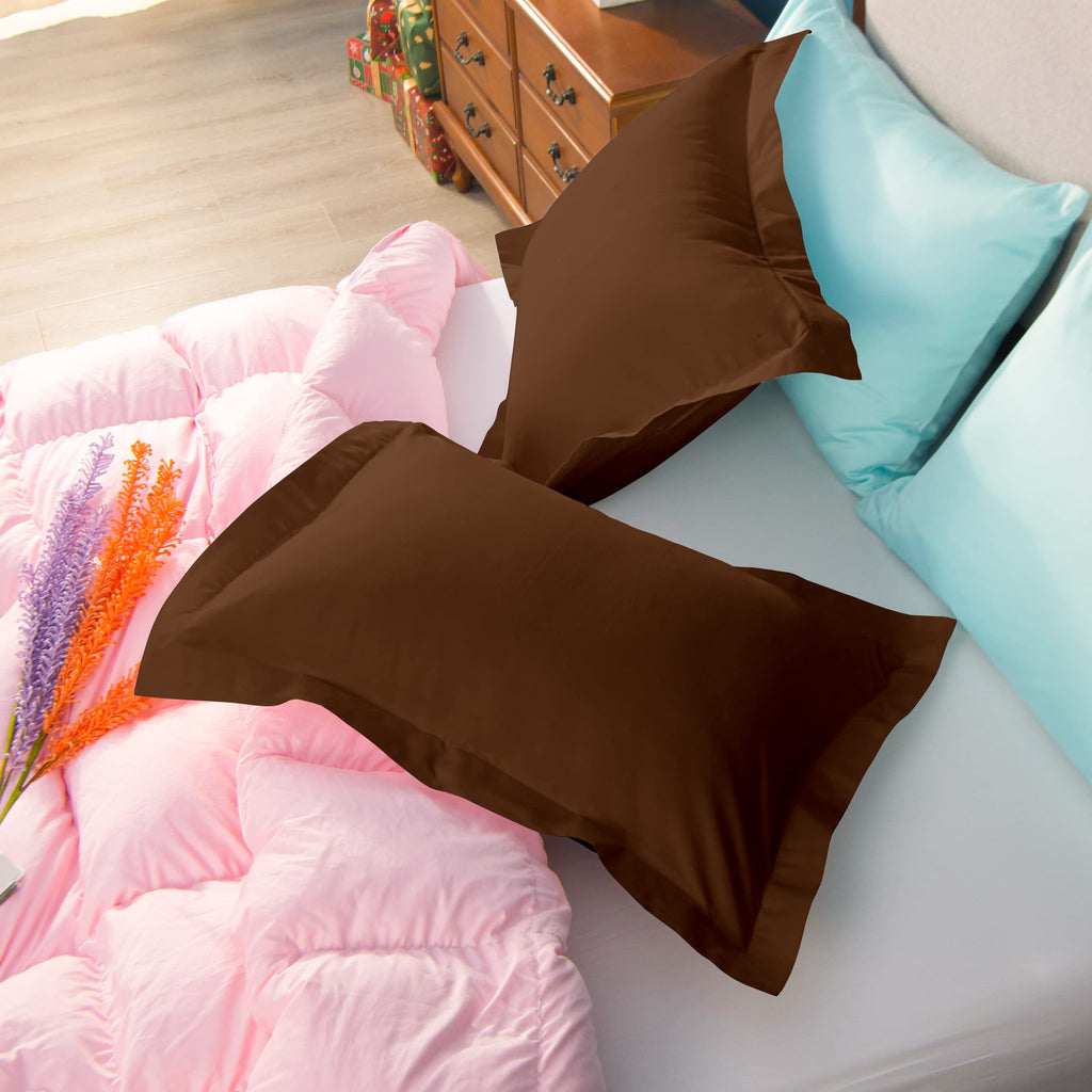 Ntbay 100% Brushed Microfiber Queen Pillow Shams Set Of 2, Super Soft And Cozy, Wrinkle, Fade, Stain Resistant 20X30 Inches Oxford Pillowcases, Brown