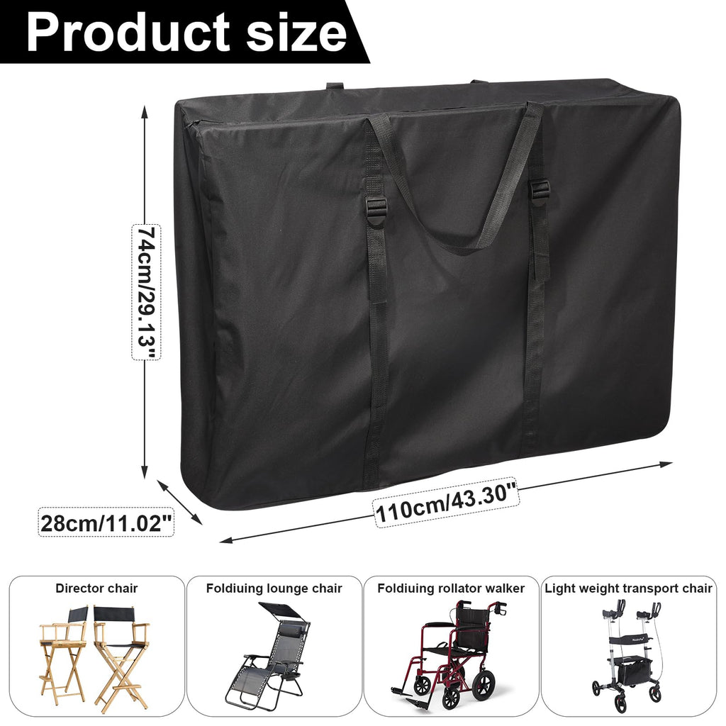 Extra Large Outside Folding Chair Storage Bag With Zipper And Handles, 600D Folding Chair Carry Bag For Zero Gravity Chair Cover, Portable Folding Lounge Chair Carrying Bags, 43' L X 11' W X 29' H