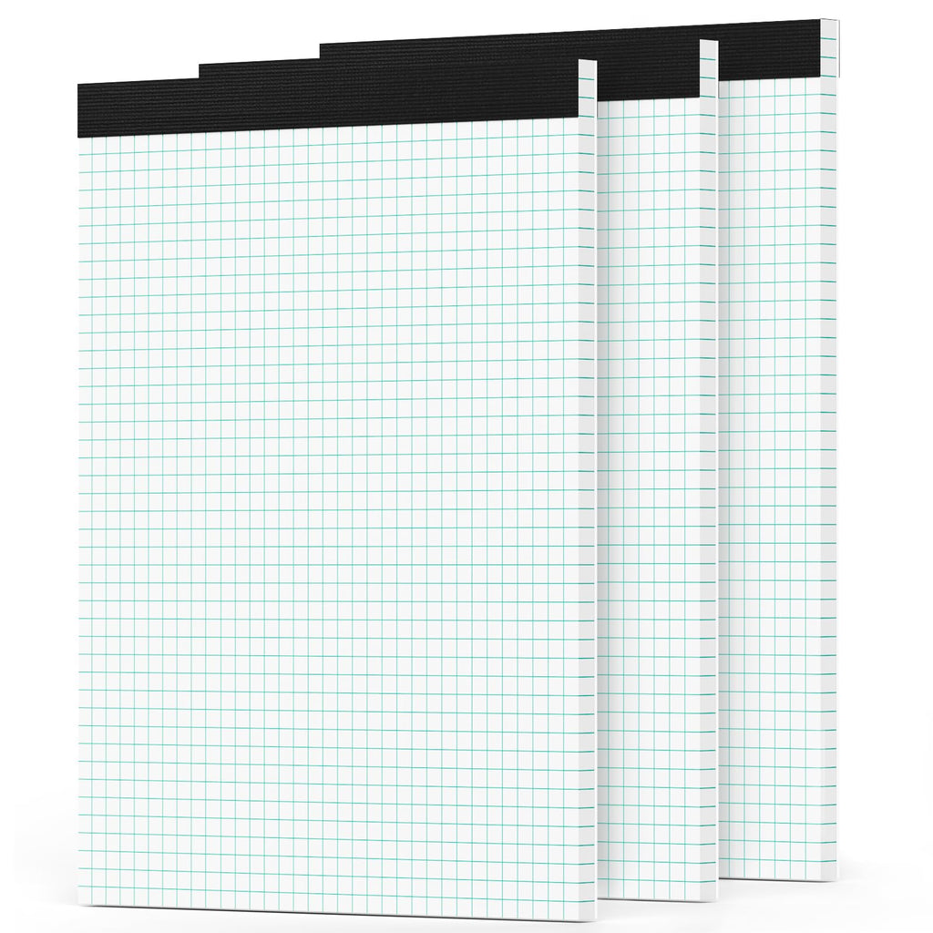 Zaviko Grid Paper Pads 8.5 X 11, 3 Pack, 4X4 Blue Quad Graph Paper Pads 8.5 X 11, White Quadrille Pad, Easy Tears Off, Cardboard