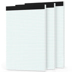 Zaviko Grid Paper Pads 8.5 X 11, 3 Pack, 4X4 Blue Quad Graph Paper Pads 8.5 X 11, White Quadrille Pad, Easy Tears Off, Cardboard