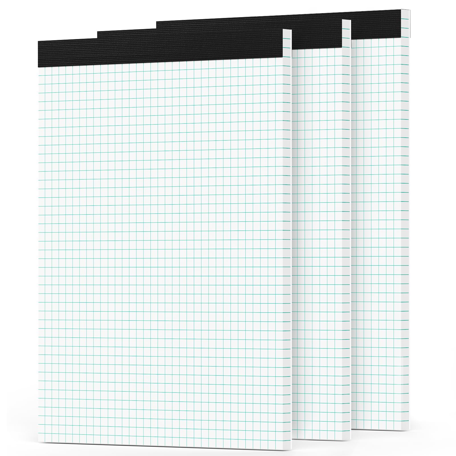 Zaviko Grid Paper Pads 8.5 X 11, 3 Pack, 4X4 Blue Quad Graph Paper Pads 8.5 X 11, White Quadrille Pad, Easy Tears Off, Cardboard