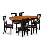 East West Furniture AVAT7-BLK-LC 7 Piece Dining Room Table Set Consist of an Oval Kitchen Table with Butterfly Leaf and 6 Faux Leather Upholstered Dining Chairs, 42x60 Inch, Black & Cherry