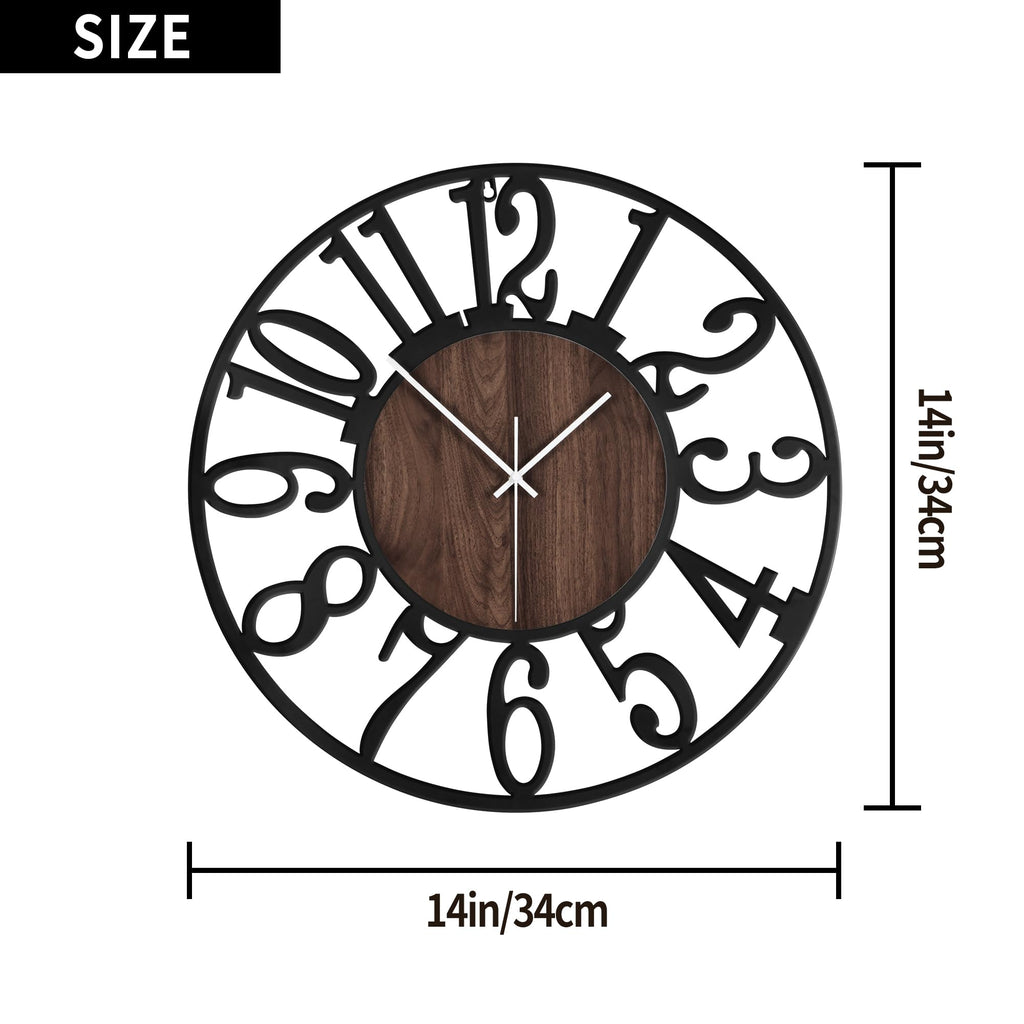Leike Large Wall Clocks,Silent,Non Ticking,Battery Operated Small Vintage Round Modern Wood Wall Clock For Living Room, Bedroom,