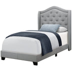 Monarch Specialties I Size/Grey Linen with Chrome Trim Twin Bed, Double,