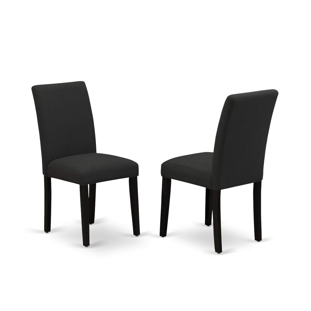 East West Furniture V-Style 7 Piece Modern Dining Set Consist Of A Rectangle Wooden Table With V-Legs And 6 Black Linen Fabric Upholstered Chairs, 40X72 Inch, Multi-Color