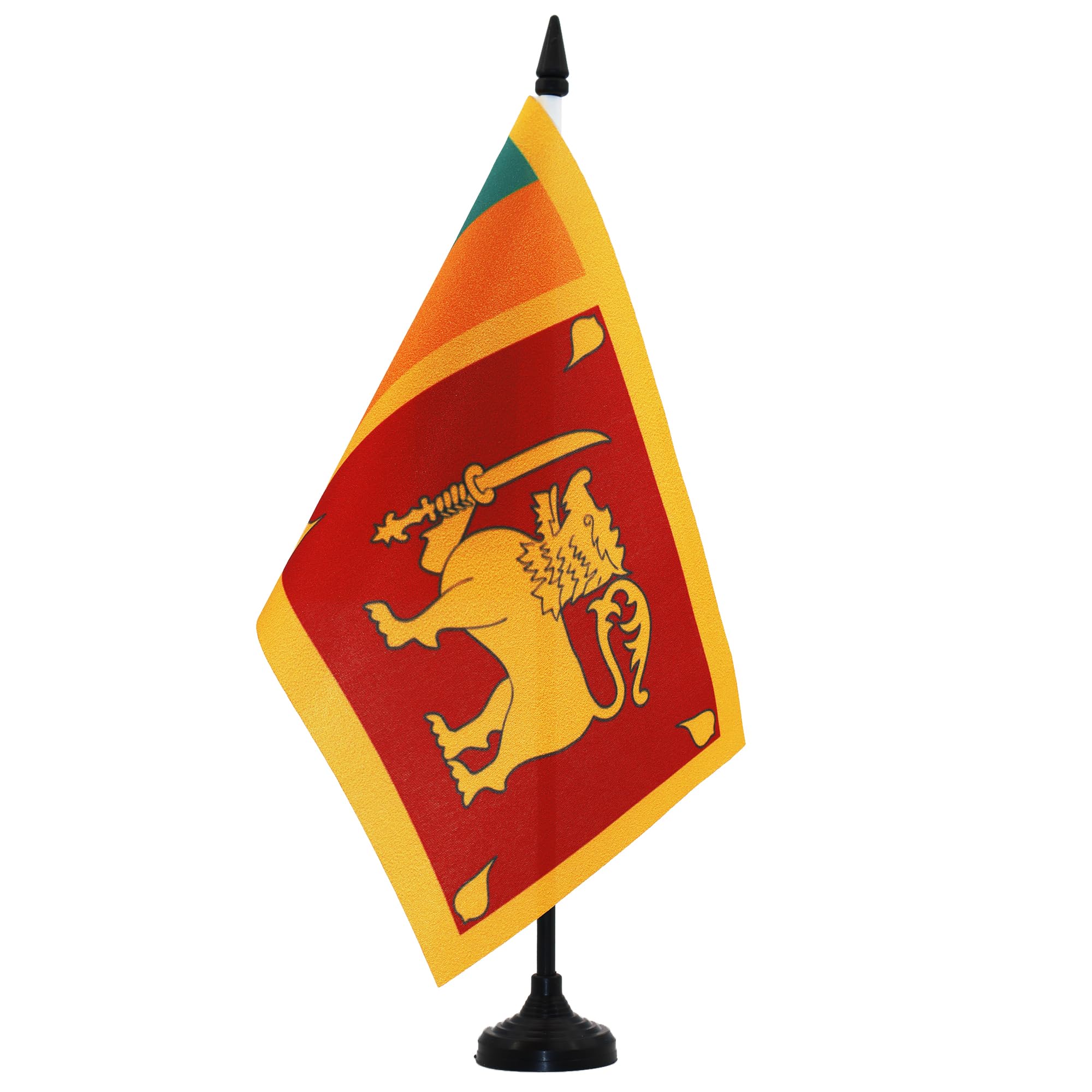 Sri Lanka Table Flag 5' X 8' - Sri Lankan Desk Flag 21 X 14 Cm - Black Plastic Stick And Base - Az Flag