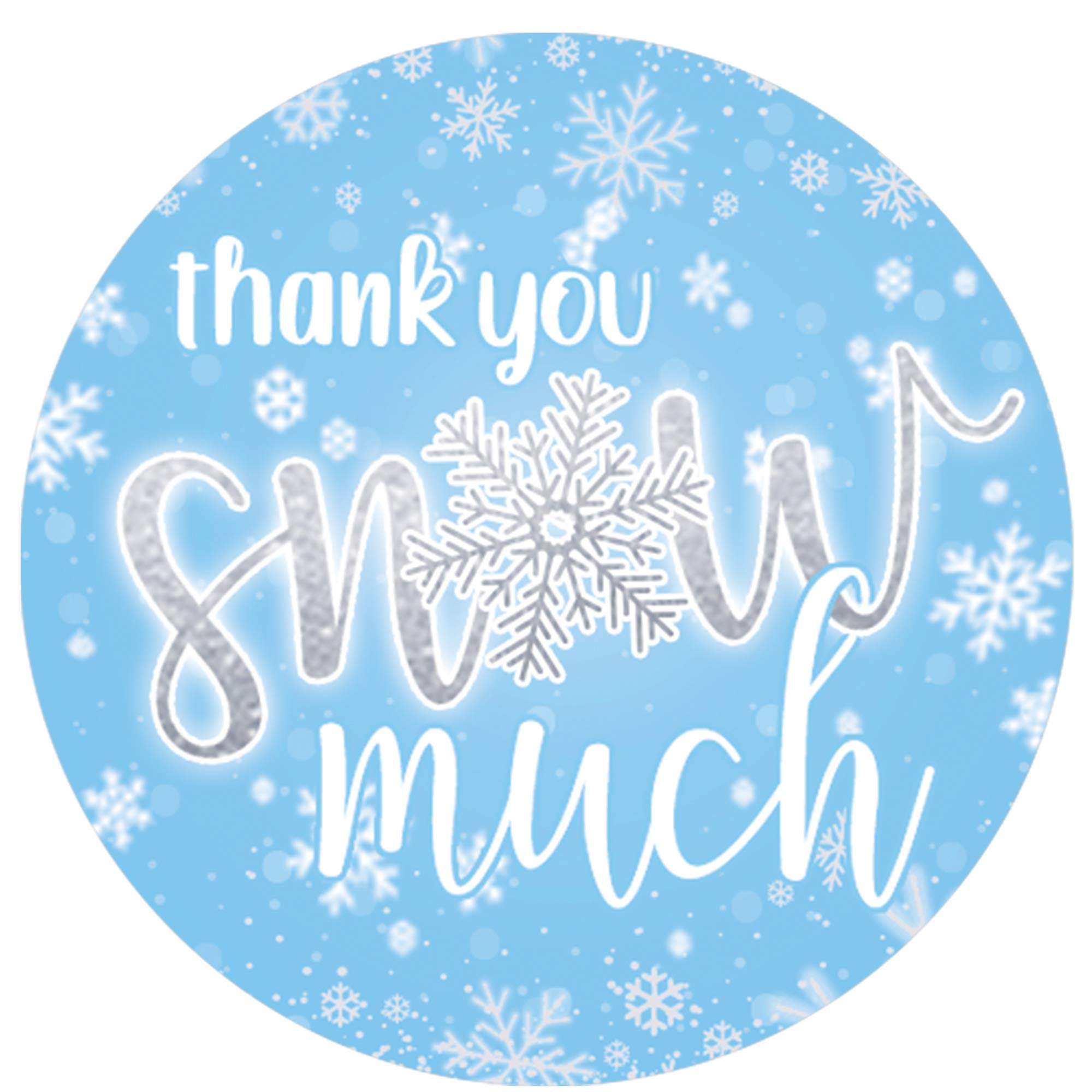 Blue Snowflake Winter Thank You Snow Much Stickers - Onederland 1St Birthday, Birthday Or Wedding - 40 Labels
