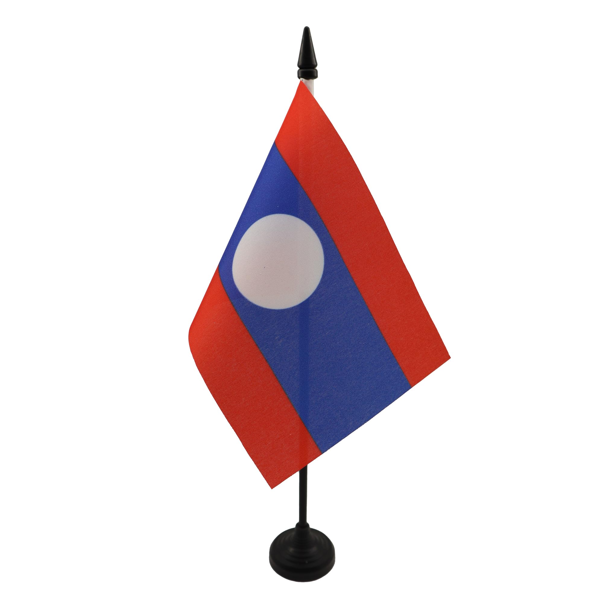 Laos Table Flag 4' X 6' - Laotian Desk Flag 15 X 10 Cm - Black Plastic Stick And Base - Az Flag