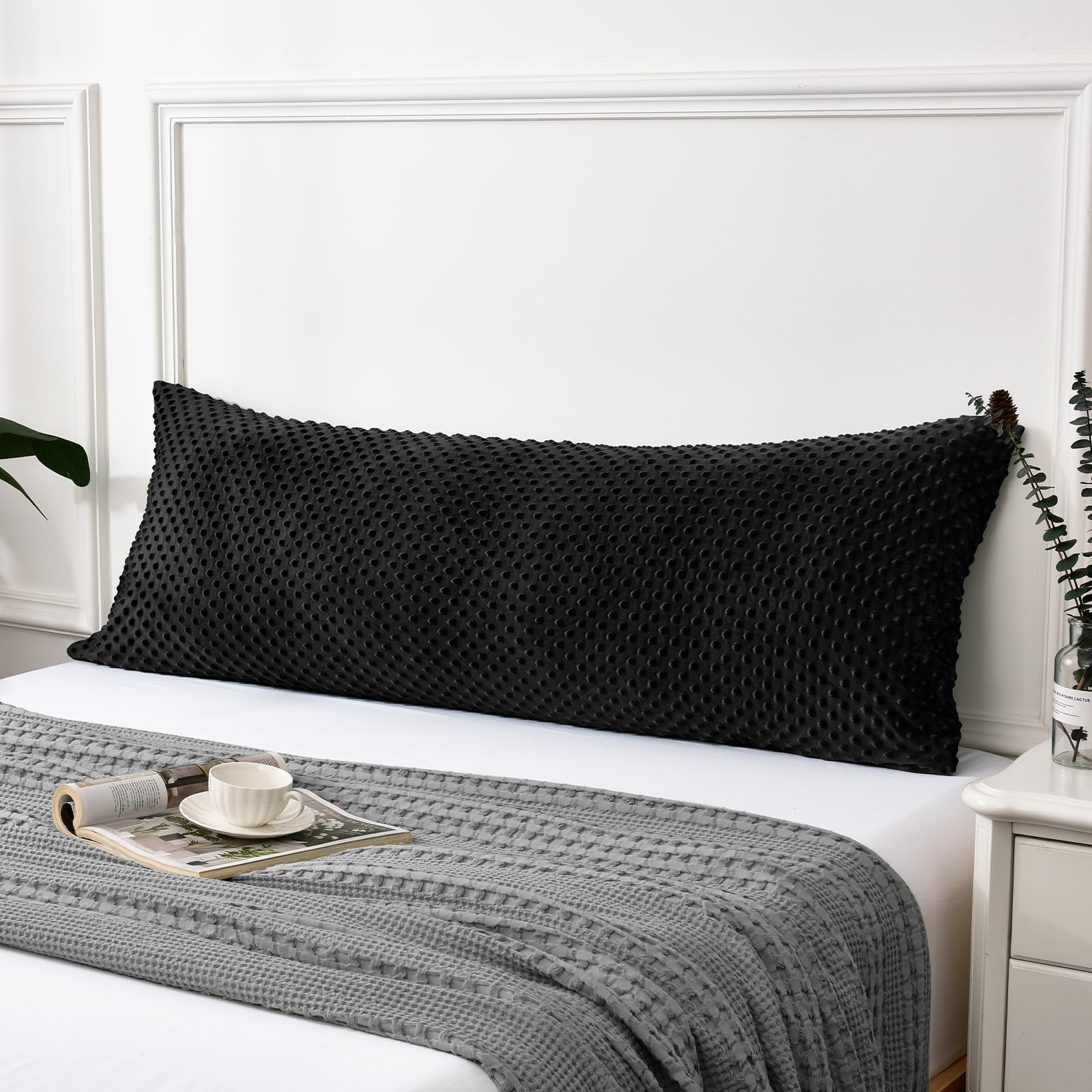 Phf Minky Dot Body Pillowcase 20'X 54', Soft Cozy Minky Bubble Real Velvet Body Pillow Cover, No Insert, 1 Pc Home Decorative