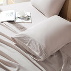 Andency Queen Sheet Set 4 Pieces, Oatmeal Super Soft Sheets For Queen Size Bed, Microfiber Queen Sheet Set, Deep Pocket Up To 16', Hotel Luxury Breathable & Cooling Bedding Sheets & Pillowcases