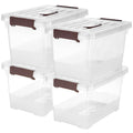 YYXB 4 Pack-Plastic Storage Bins with Lids and Handle, Clear Plastic Latching Box for Storage, Stackable Storage Containers for 
