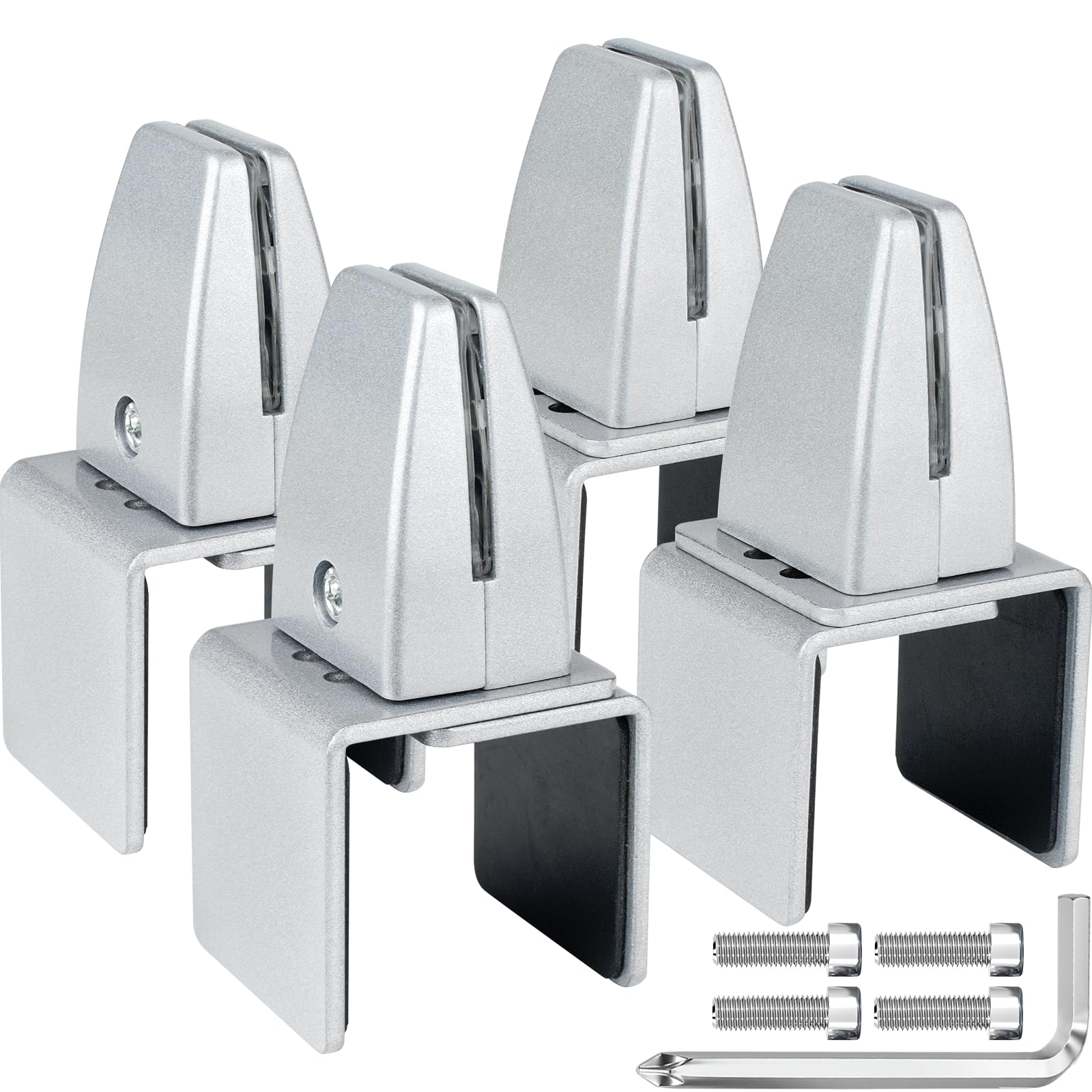 4 Packs Sneeze Guard Support, Aluminum Vertical Partition Board Clamp, Acrylic Desk Divider Support Clamp, Desk Shield Privacy P