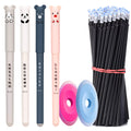 Ubitree Erasable Gel Pens, 0.5Mm Erasable Ballpoint Pen 4 Pack Cartoon Animal Rollerball Gel Pens With 20 Refills And 2 Erasers