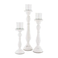 Weddingstar Shabby Chic Spindle White Candle Holder Set, 10 1/2, 14 1/2, 18 1/2 (H)