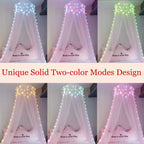 Obrecis Pink Bed Canopy For Girls, Bedroom Decor Princess Canopy Bed Curtain With Lights, 100 Led Star Fairy String Lights Hangi