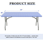 6 Pcs Tablecloth For Folding Fitted Rectangular Table Cloth 30 X 72 Inch Vinyl Waterproof Plastic Table Cover Flannel Backed With Elastic Rim For Indoor Outdoor Picnic Party (Blue And White Grid)