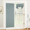Ryb Home Linen Blended French Door Shades Self Adhesive, Privacy Room Darkening Glass Door Window Curtains For Kitchen Patio Door Sidelight Curtain Tie Up Shades W 30 X L 80 In, 1 Pc, Stone Blue