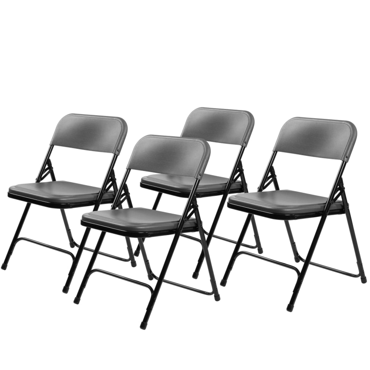 National Public Seating Plastic Portable Folding Chairs 800 Series Premium Lightweight Foldable Chairs For Indoor & Outdoor, Set Of 4 – Comfortable, Durable, Institutional-Grade, Charcoal