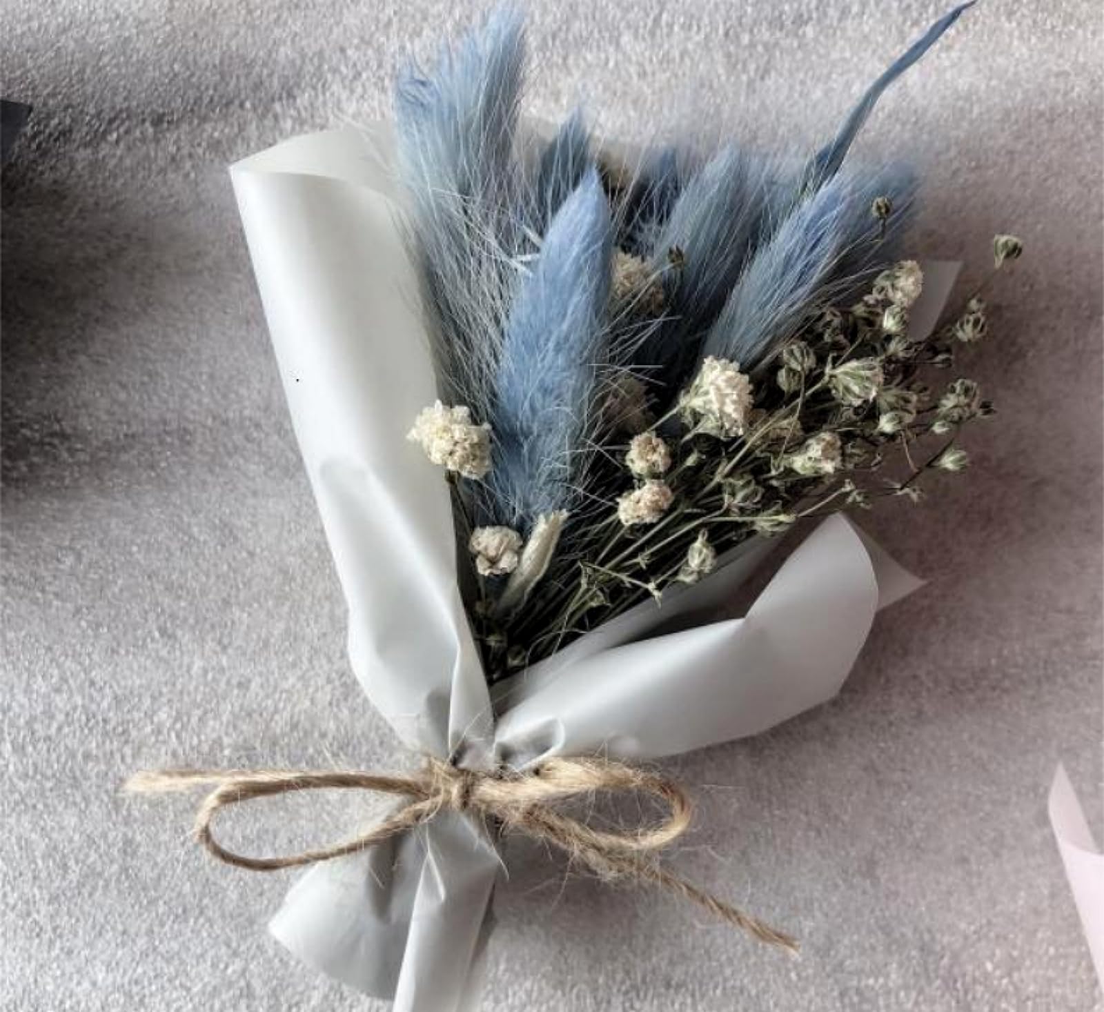 120 Pcs Blue Dried Pampas Grass Decor, 17-Inch Pompas Floral, Dry Flowers For Decoration, Pampas Grass In Bulk Tall, Blue Bunny