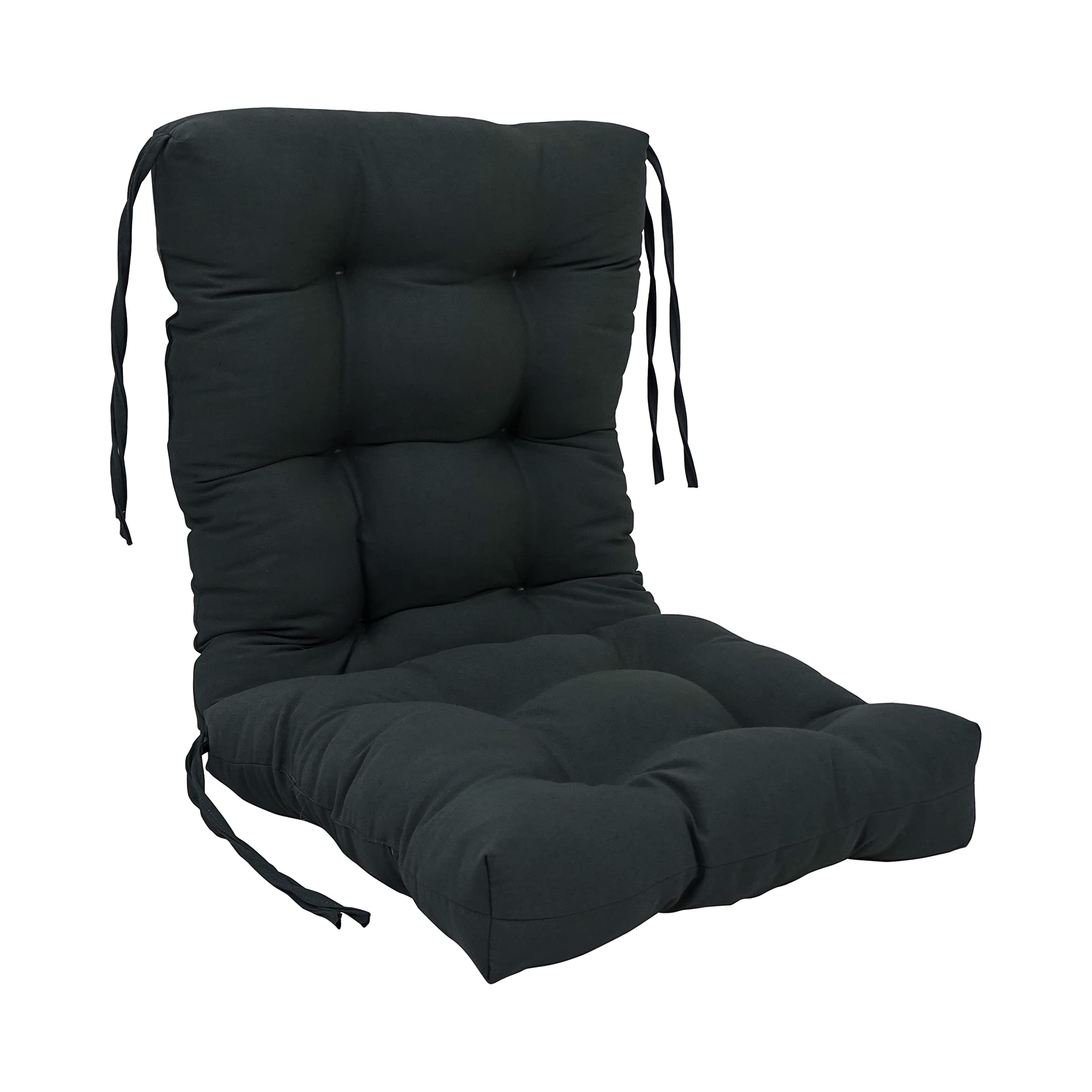 Blazing Needles 18 38-inch Twill Seat/Back Tufted Chair Cushion, 18 x 38, Black