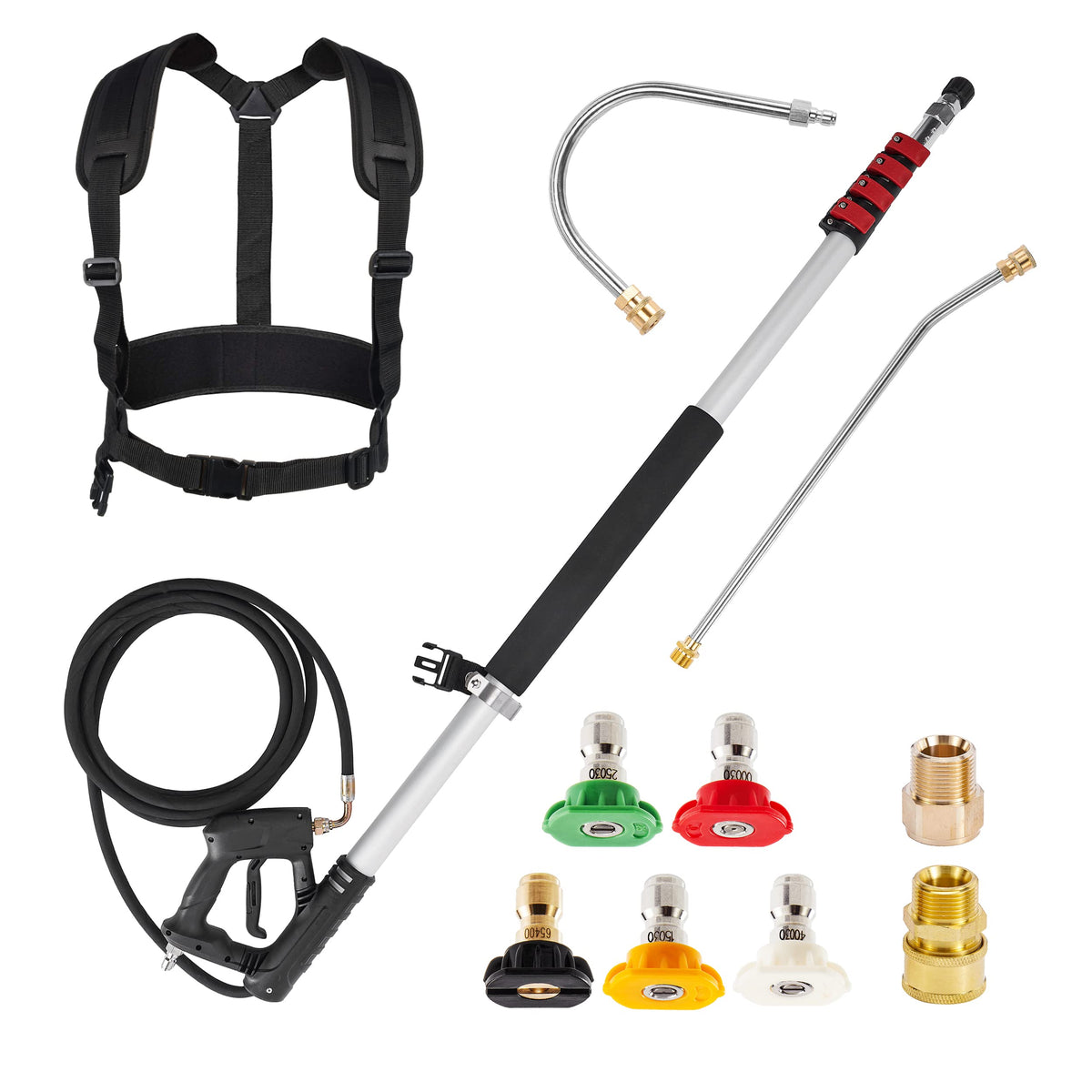 M Mingle Telescoping Pressure Washer Wand, 20 Feet High Power Washer Telescopic Spray Wand With 2 Extension Wands, 5 Spray Nozzl