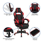 Flash Furniture X40 Gaming Chair Racing Ergonomic Computer Chair With Fully Reclining Back/Arms, Slide-Out Footrest, Massaging Lumbar - Red