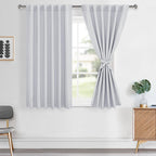 Hiasan Room Darkening Curtains 54 inches Long, Light Blocking Thermal Insulated Rod Pocket & Back Tab Drapes Sewn with Tiebacks 