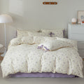 Vm Vougemarket King Duvet Cover Set,3 Pieces Purple Floral Duvet Cover With 2 Bow Ties Pillowcases 100% Cotton Lavender Flower B