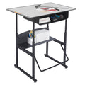 Safco Products AlphaBetter Adjustable-Height Desk, 1209GR, 36" W x 24" D Premium Desktop, Book Box, Swinging Footrest Bar