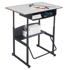 Safco Products AlphaBetter Adjustable-Height Desk, 1209GR, 36" W x 24" D Premium Desktop, Book Box, Swinging Footrest Bar