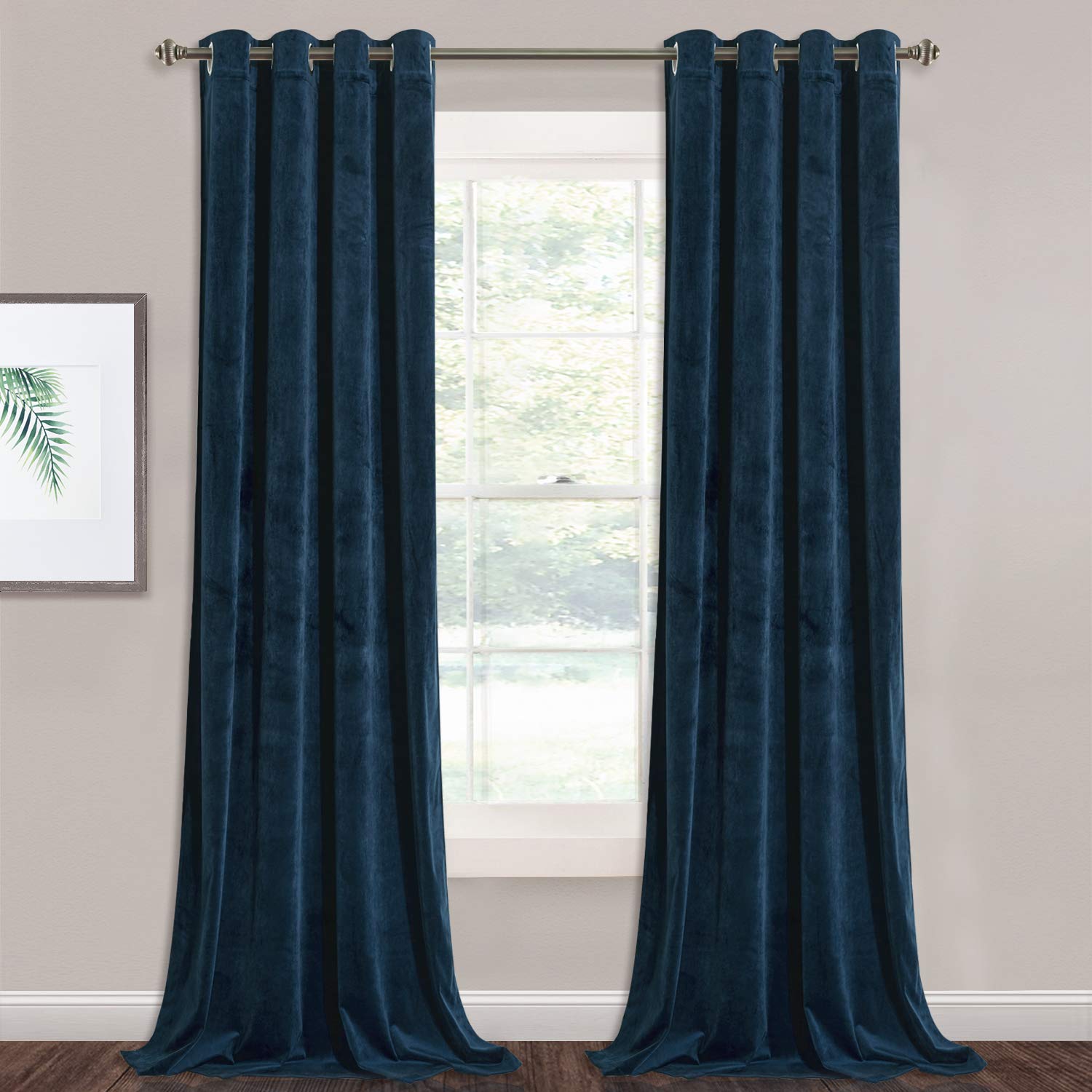 Stangh Navy Blue Velvet Curtains 102 Inches Room Darkening For Boys Bedroom, Soft Heavy Thermal Insulated Window Treatment Class